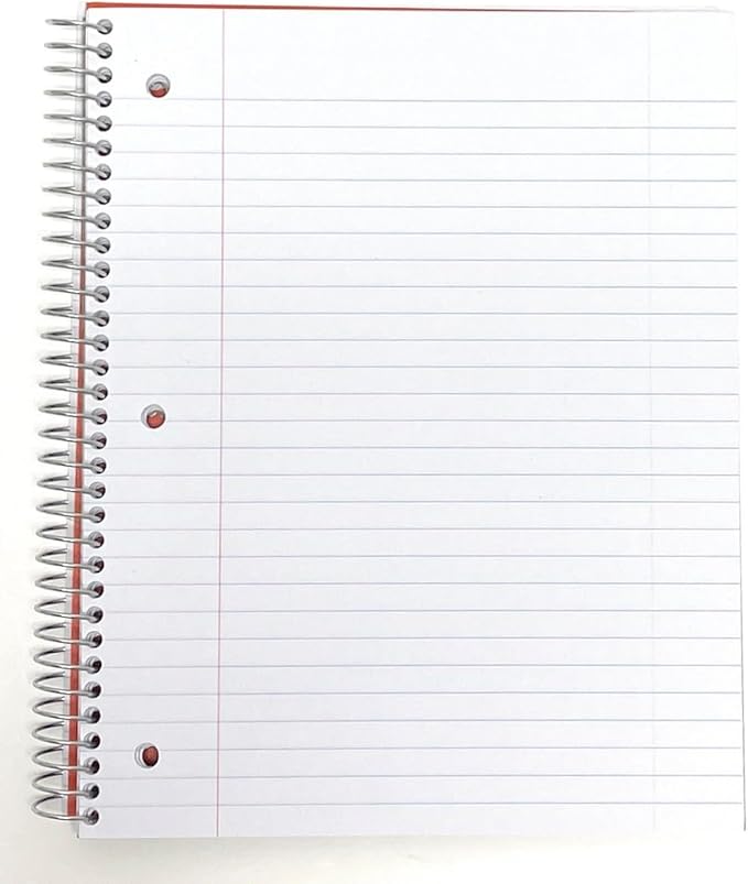 Mintra Office Durable Spiral Notebooks, 1 Subject, (Red, White, Blue, Wide Ruled 3pk)