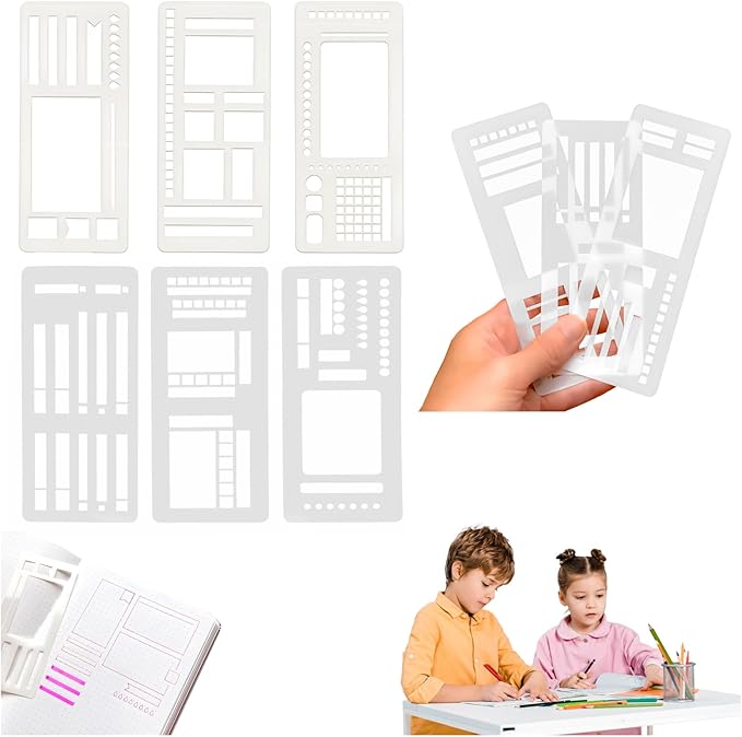 Handmade Flexible Record Template,Handmade Flexible Planner Stencils,Planner Stencils,Flexible Drawing and Checklist Templates,Planner Stencil Set Compatible with Coils Discs and Rings (Mix*3 Set)