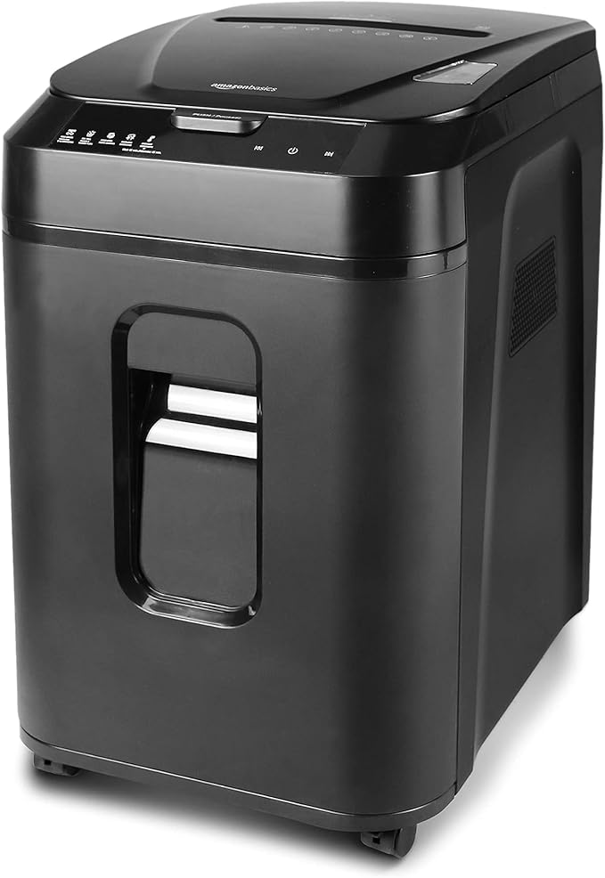 Amazon Basics 150 Sheet Autofeed Micro Cut Paper Credit Card Shredder for Security, Black