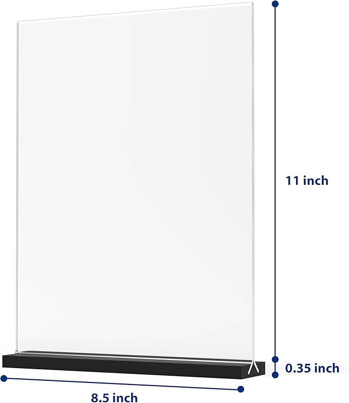 Acrylic Sign Holder Desktop Display Holder for Homes Restaurants Offices Shops (6 Pack 8.5x11 Black)