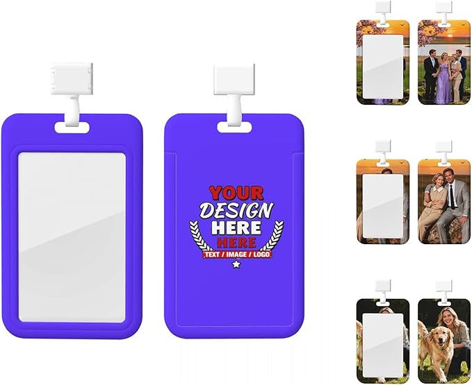 Custom Id Badge Holder Customizable Personalized Id Card with Photo Logo for Employee Work Office Staff Name Tag