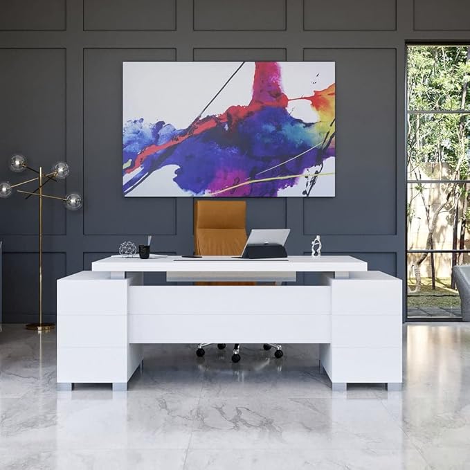 ZURI Forbes Genuine Leather Aluminum Base High Back Executive Chair - Tan