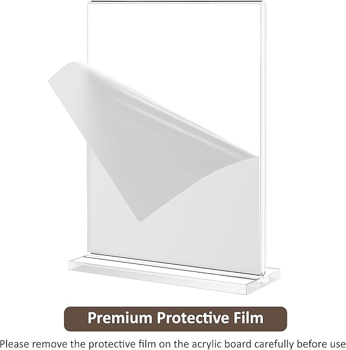 8.5x11 Acrylic Sign Holder 10 Pack, Vertical Double-Sided Display Stand, Clear Sign Holder Plastic Paper Flyer Holder Sign Holders 8.5x11 inches for Restaurants, Office, Store