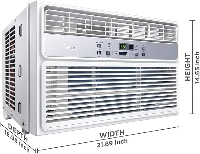 Midea MAW08R1BWT EasyCool 8,000 BTU Window Air Conditioner, Fan-Cools, Circulates and Dehumidifies up to 350 Sq Ft, Reusable Filter, LCD Remote Control, White
