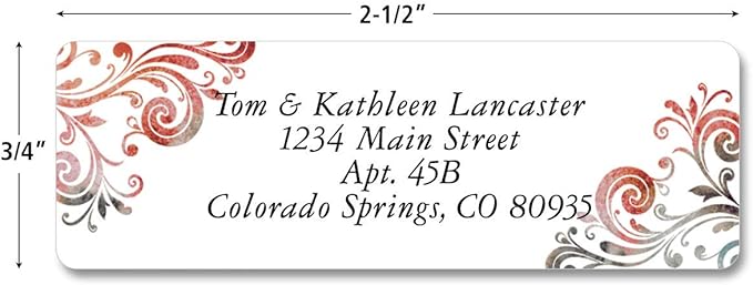 Colorful Images Colorful Gray Swirls Rolled Personalized Return Address Mailing Labels with Dispenser, Customize with Name & Shipping Address, 500 ¾” x 2½” Self Adhesive, Easy Peel Label Roll