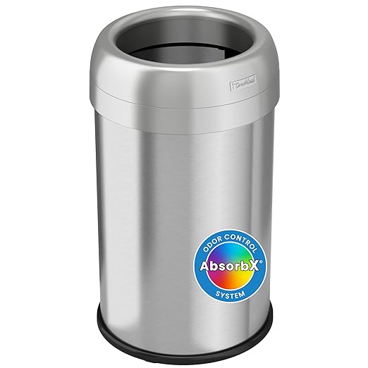 iTouchless 13 Gallon Dual-Deodorizer Trash Can and Recycle Bin Stainless Steel Commercial Grade, Large 10 Inch, Home, Restaurant, Restroom, Office, Open Top, Round