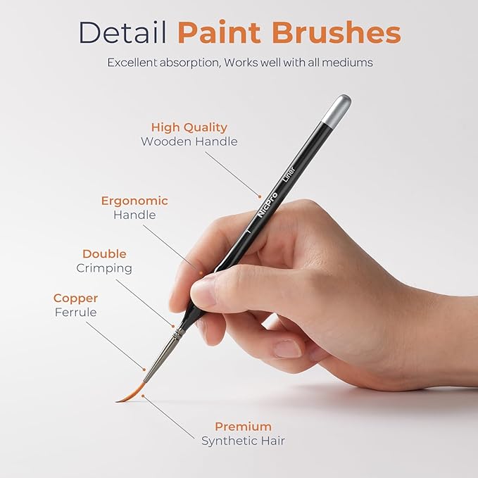 Nicpro 24 PCS Miniature Paint Brushes, Fine Tip Micro Model Detail Paint Brush Set for Acrylic Watercolor Oil, Paint by Number, Models, Miniatures, Craft, Rock Painting - with Container