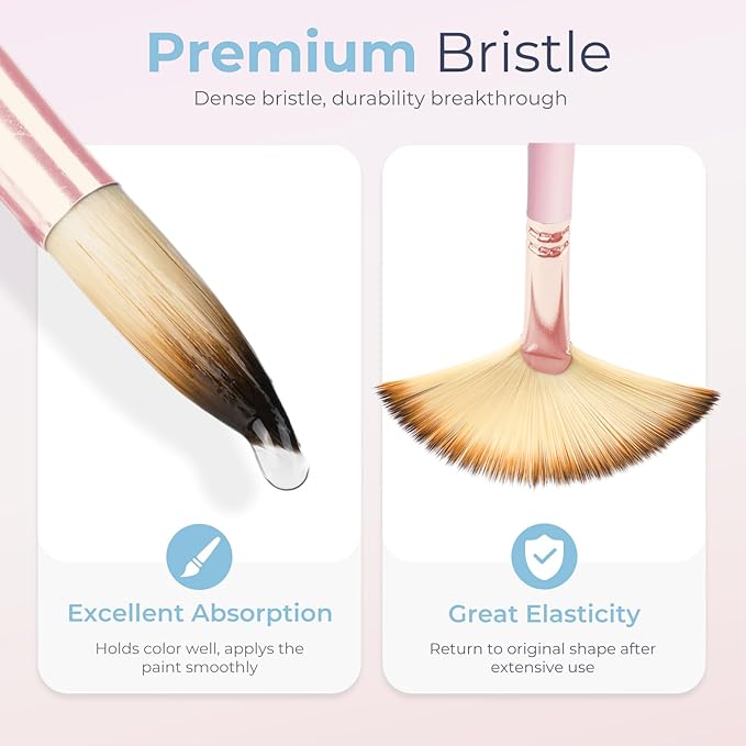 Nicpro 30pcs Paint Brush Set, Aesthetic Pastel Paintbrushes with Paint Spatula and Cloth Roll, Craft Paint Brushes for Acrylic Painting Oil Watercolor Gouache, Art Supplies for Artists and Beginners