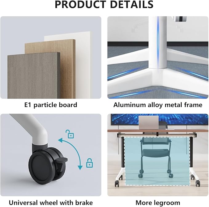 Conference Room Table, Folding Conference Tables,Thicken Grey Tabletop,Flip Top Wooden Seminar Meeting Room Table for Conference Room Offices (4, Walnut, 55.1”)
