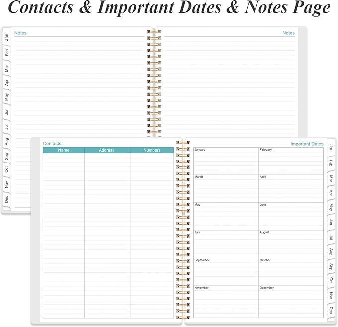 2026 Planner - Planner 2026 from January 2026 to December 2026 with 12 Monthly Tabs, Flexible Cover, Inner Pocket, 8.5" x 11", Teal Flowers