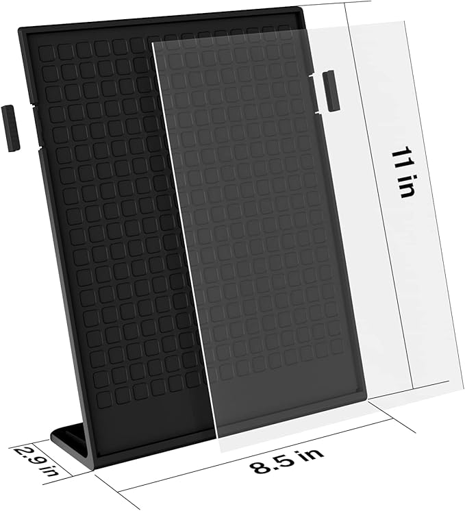 MaxGear Fall Resistant Acrylic Sign Holder 8.5 x 11 Inches 3 Pack, Slant Back Table Flyer Menu Display Stand, Heavy Duty Plastic Acrylic Sign Frame Paper Holder for Business, Store, Restaurant, Black