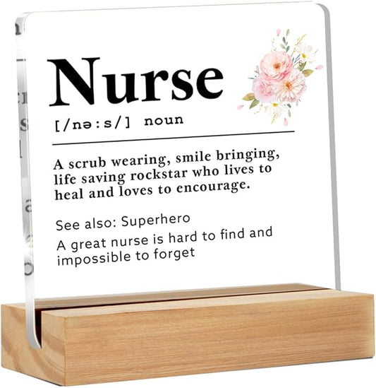 Funny Nurse Gifts, Nurse Appreciation Gifts for Birthday Christmas Retirement, Thank You Gift for Nurse, Nurse Definition Clear Acrylic Sign