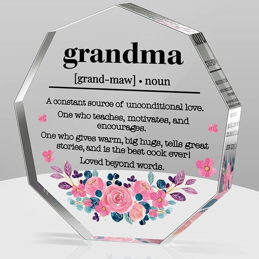 Grandma Gifts from Grandchildren Thank You Gift for Grandma Best Grandma Ever Birthday Christmas Gift for Grandmother Nana GiGi Great Grandma Gammy Grandma Definition Acrylic Decorative Signs Plaques