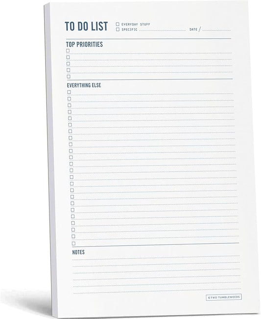 Two Tumbleweeds To Do List Notepad - Daily Task Planner, Checklist, and Organizer - Planner pad for work and school productivity - 7 x 10" - 50 Sheets