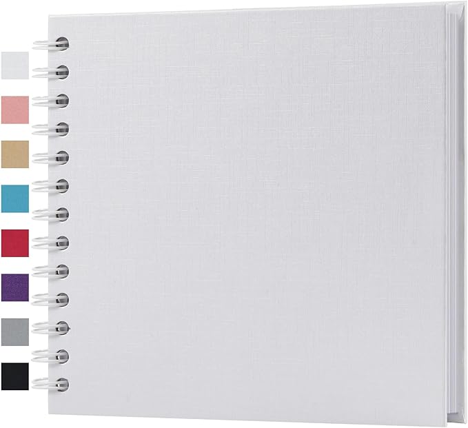 potricher 7 x 7 Inch DIY Scrapbook Album 40 Pages Hardcover Kraft Paper Scrap Book Photo Albums Memory Book for Wedding and Anniversary Family (White, 7 Inch)