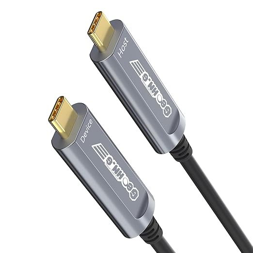 USB C to C Fiber Optic Extension Cable 10M/33FT, USB 3.2 10Gbps Long Distance Active Optical USB C GEN2 Cable for VR/AR, Quest2, Webcam, Camera, Mini PC and More - Grey