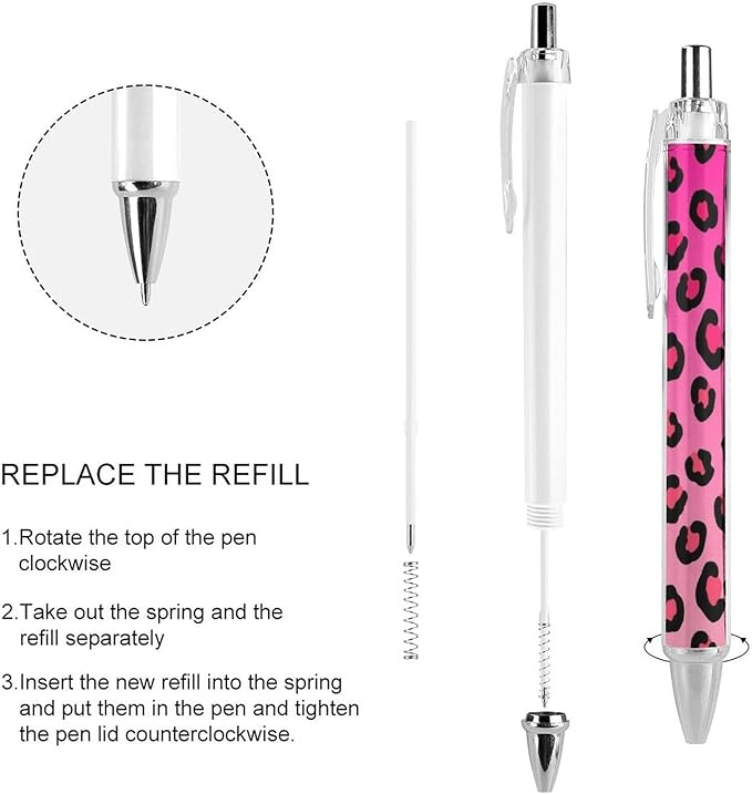 Fashion Smooth Writing Pens with Refillable Black Ink, Retractable Ball Point Pen Cheetah Leopard Blush Pink Ballpoint Pens for Writing Drawing, 2 Pcs