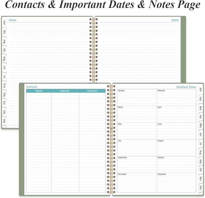 2026 Planner - Planner 2026 from January 2026 to December 2026 with 12 Monthly Tabs, Flexible Cover, Inner Pocket, 8.5" x 11", Green-B