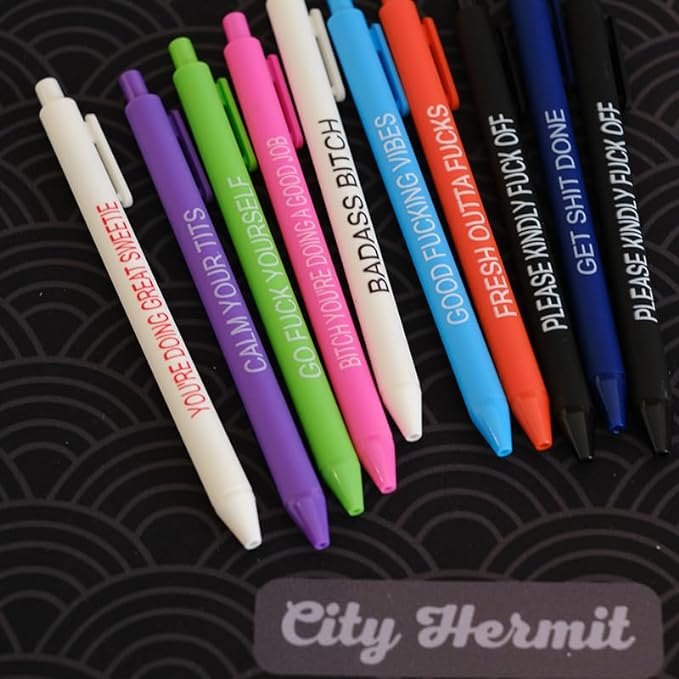 11Pcs Funny Adult Ballpoint Pen Set, Premium Days of The Week Swear Cuss Word Pens for Office Gifts, Novelty Pens for Corworkers