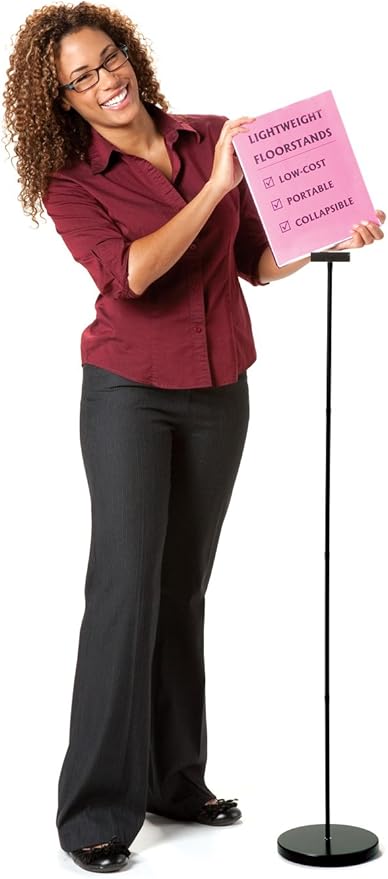 Trainers Warehouse Portable & Lightweight Pedestal Floor Stand Sign Holder for 8.5x11 signs - 5 ft. | Easy to set up, easy to move | Collapsible | Versatile (Medium Plus)