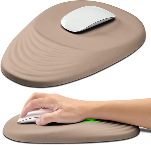 Hokafenle Ergonomic Mouse Pad Wrist Support with Stepped-Wedge Design, Wrist Rest Pain Relief Mousepad Filled with Memory Foam, Carpal Tunnel Mousepad for Wireless Mouse(12x8 inch,Sand Color)