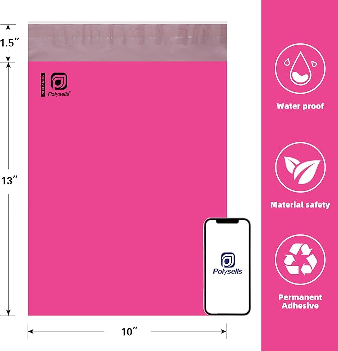 POLYSELLS 4000 pcs 10x13 Inches Pink Poly Mailers Shipping Envelopes, Strong Adhesive Sealing, Waterproof, and Tear-resistant Postal Mailing Bags for Clothing, Books, and Accessories