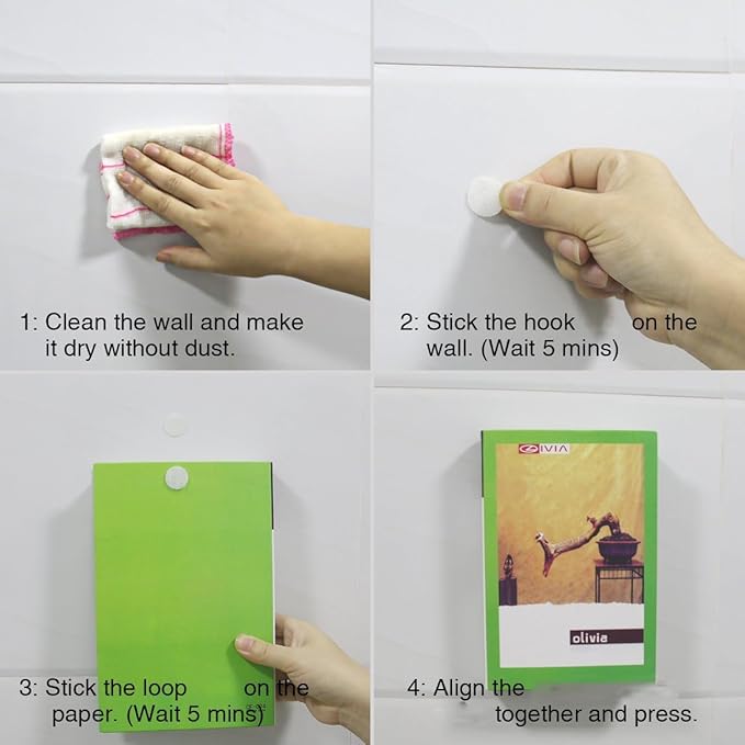 400pcs (200 Pair Sets) 15mm Diameter Sticky Back Hook, Self Adhesive Dots Loop Tapes for DIY Crafts Office Classroom (White)