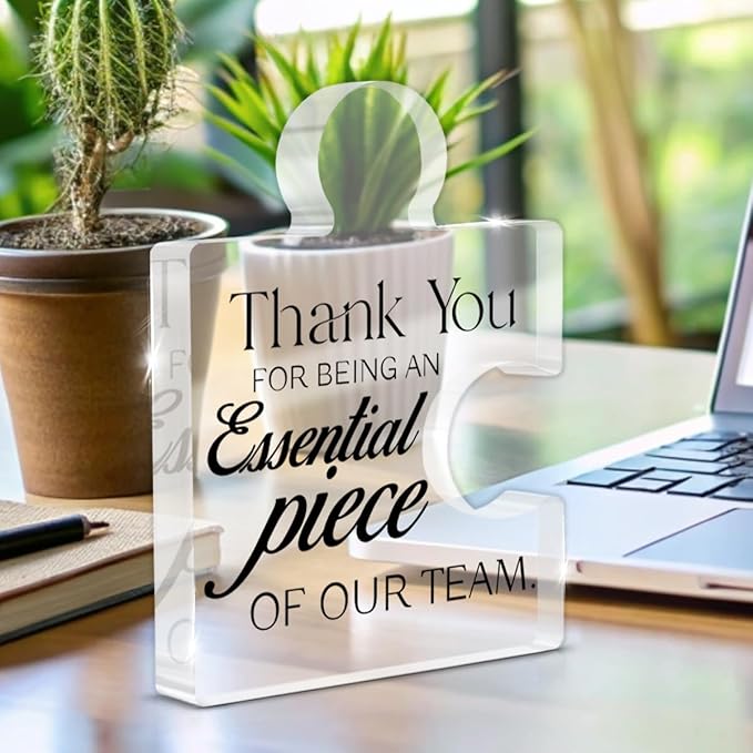 Team Appreciation Gifts for Employees, Thank You Gift for Coworkers, Best Teams Ever Gifts Thank You for Being an Essential Piece of Our Team Acrylic Puzzle Piece Plaque Office Decor