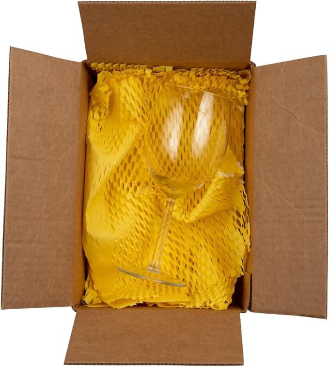 JAM PAPER Honeycomb Packing Paper Roll - 12" x 328' - Lemon Yellow - 328 Sq Ft - 80 GSM - Roll Sold Individually