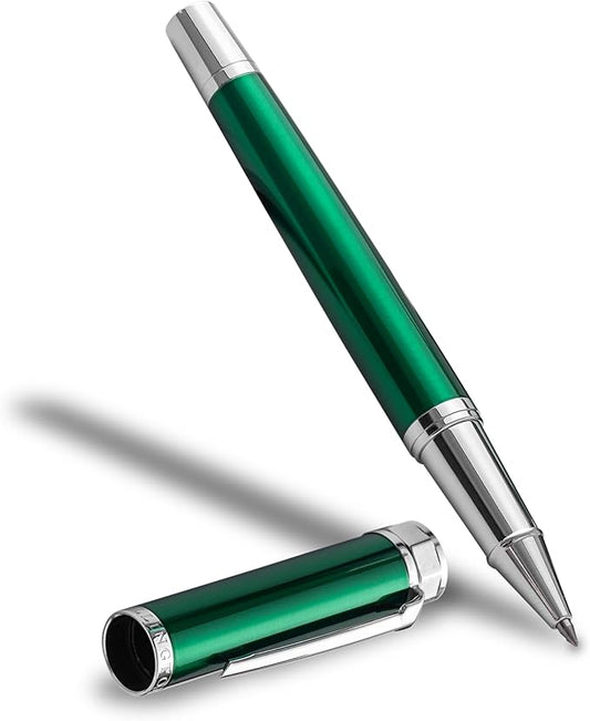 Luxury Rollerball Pen Set - Smooth Writing, Elegant Design, Quick-Drying, Refillable Liquid Ink, 2 Refills (Black, Blue), Ideal for Professionals, Students