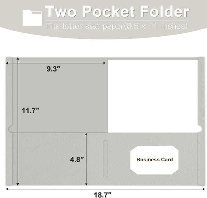 Folders with Pockets, LAYZZ 60 Pack Paper Pocket Folders, 2 Pocket File folders Fits Letter Size Paper, for School Office and Home (Grey)