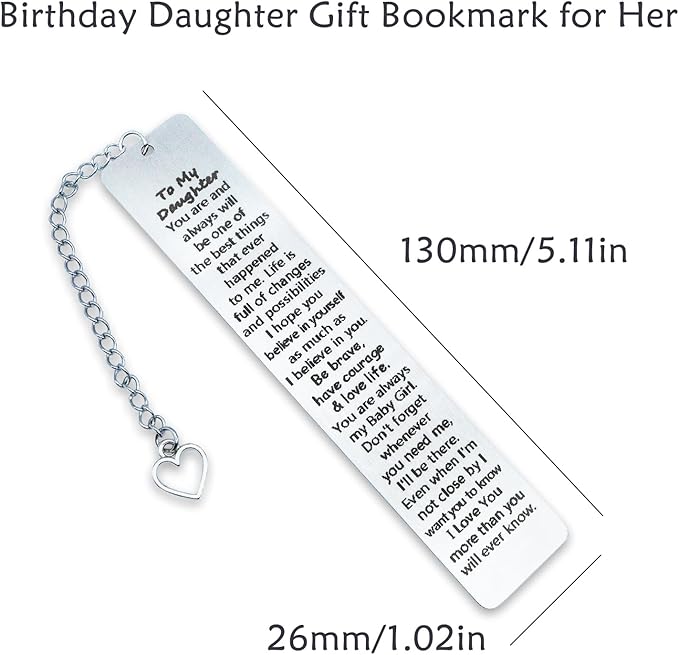 Daughter Birthday Gifts to My Daughter Christmas Bookmark Gifts for Her Inspirational 16th 18th 21st Birthday Gifts for Teen Girls Stepdaughter Back to School Graduation Stocking Stuffers
