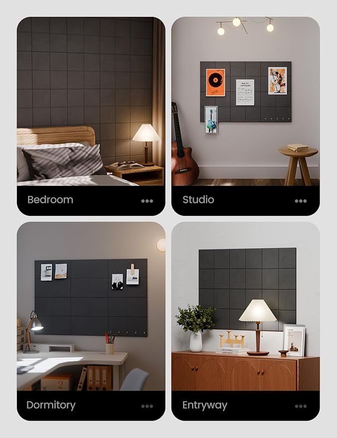 Large Felt Bulletin Board 36" x 24"Cork Board Alternative-6 Pack with 40 Safe Removable Adhesive Tabs, Cork Boards for Walls Cork Board for Home Office Classroom Pin Board-Charcoal Gray