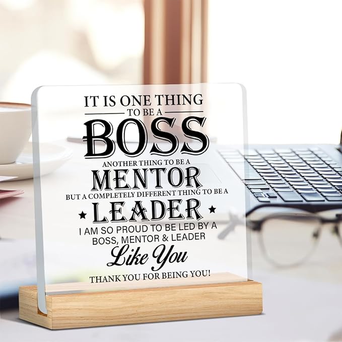 Zauly Best Boss Gifts, Acrylic Desk Sign, Modern Inspirational Decor, 4 x 4 Inches