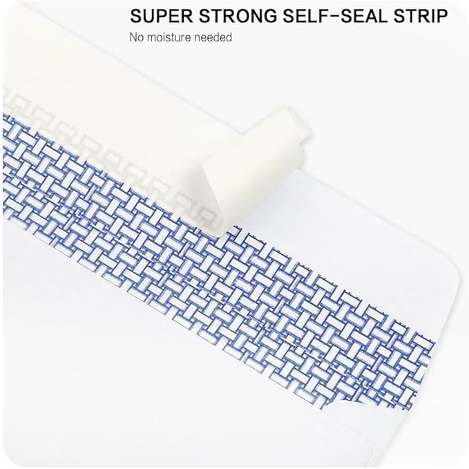 HERKKA #10 Security Self-Seal Envelopes, No.10 Windowless Bussiness Envelopes, Security Tinted with Printer Friendly Design - Size 4-1/8 x 9-1/2 Inch - White - 24 LB - 500 Pack