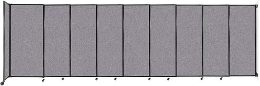 Wall-Mounted Sliding StraightWall Room Divider | Adjustable Widths | Locking Wheels | Room Separator | Up to 19'9" Wide x 6' Tall Cloud Gray Fabric Panels