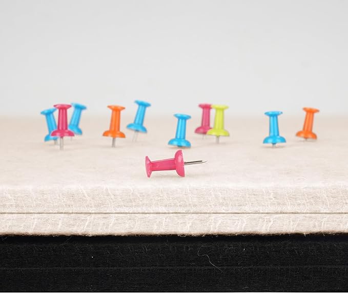 Bulletin Board, 23.5 X 17.5 inches Cork Board with 20 Pushpin, Felt Cork Board Notice Pin Board, Self-Adhesive Vision Board Mood Board Foldable Photo Board for Wall - Black