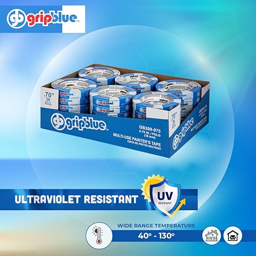 Blue Painters Tape 3/4 Inch Wide, 36 Rolls Masking Tape - Perfect for Precise Lines on Walls & Trim, Multi-Surface, Residue-Free, Easy Removal - Ideal for Indoor & Outdoor Use, 0.70in x 60yds