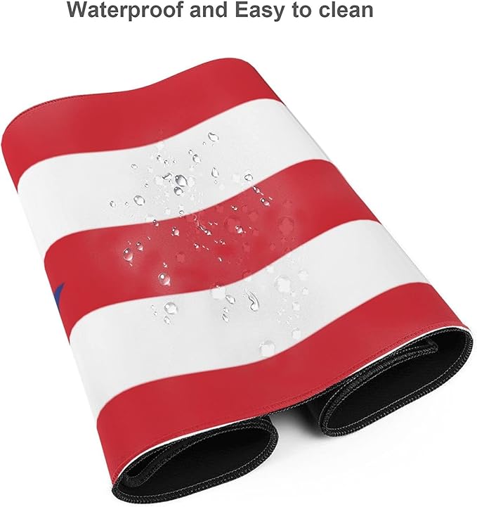 Famame Laptop Mouse Pad Puerto Rico Flag Desk Mat with Stitched Edges 31.5X 11.8 inch Non-Slip Large Keyboard Rubber Writing Table Mat for Office Home