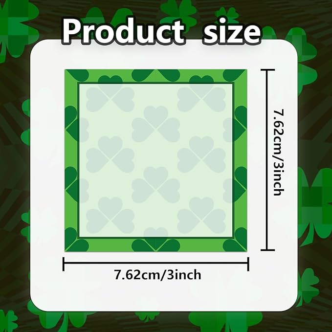 16 Pieces St. Patrick's Sticky Notes Shamrock Sticky Notes Self-Adhesive St. Patrick's Sticky Note Pads Sticky for School Office Home Supplies Students Teachers Gift