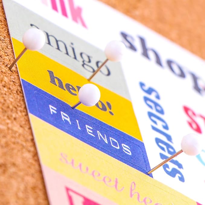 Yalis Push Pins Map Tacks 1/8-Inch Assorted Color Beads Head Map Marking Push Pins,500-count (White)