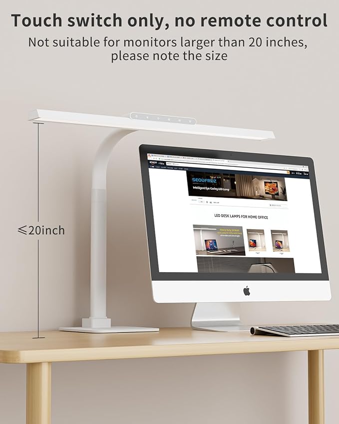 LED Desk Lamps for Home Office with Base, 24W Brightness Touch Control Desk Light, Adjustable Gooseneck Tall Office Lights for Drawing,Reading,Crafts,Gaming,Workbench,Architect,Study, White