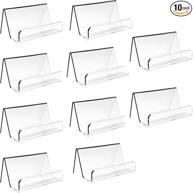 10 Pack Acrylic Business Card Holder for Desk, Business Card Stand Desktop Business Card Holders for Exhibition，Office Acrylic Business Card Stand Display