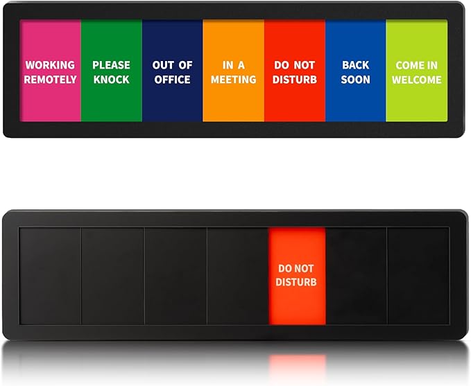 Office Door Signs,7 Options-Do Not Disturb, Out of Office, In a Meeting, Working Remotely,Please Knock, Back Soon, Come in Welcome Privacy Door Signs Available and Away for Conference Room & Meeting