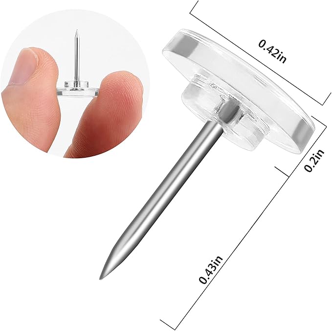 Push Pins 200-count Flat Thumb Tacks Steel Point and Plastic Head for Corkboard and Wooden Photo Wall