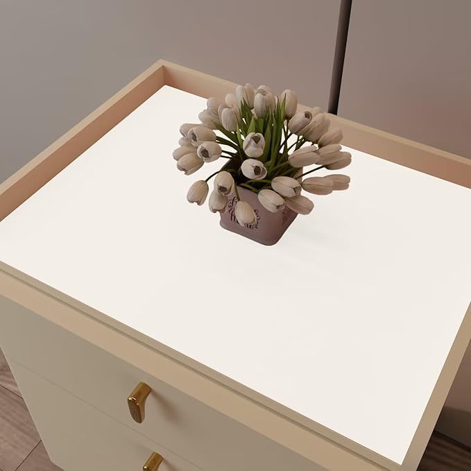 Leather Nightstand Cover,1.8mm Thick,15.75x23.6 Inch end Table Cover,Side Table Cover,Bedside Table Cover,Bedside Tablecloth.(White+White,15.75x23.6)