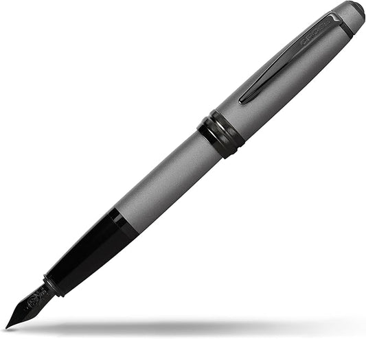 Cross Bailey Refillable Fountain Presented in a Premium Gift Box - Medium Point, Black Ink, Matte Gray