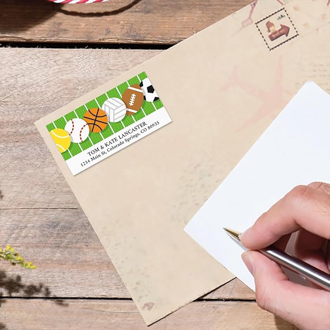 All Sports Personalized Return Address Labels- Set of 144, Large Self-Adhesive, Flat-Sheet Labels, by Colorful Images