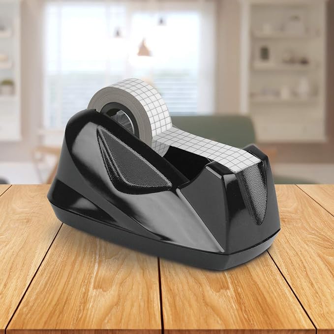 Acrimet Premium Desktop Tape Dispenser, Plastic, Non-Skid Base (Heavy Duty) (Black Color)