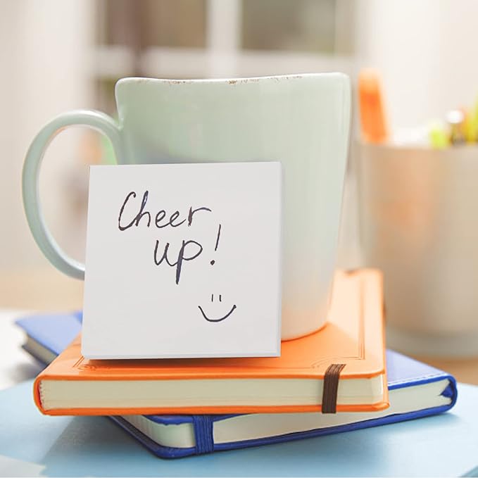 NatureTouch Sticky Notes 6 Packs, 3 x 3 Inches Adhesive Self-Stick Notes in Eye Protection Paper, Multiple Designs of Memo Pads for Reminders, Office, Home, School, Meeting, 80 Sheets/Pad，White